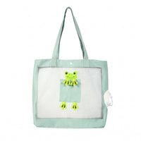 Mesh Panel Pet Carrier Tote Bag Shoulder Straps Feline Carrier Bag Portable Feline Travel Handbag Ventilated