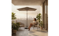 Rectangular Patio Umbrella Tilt-Adjustable Patio Umbrella with Base Resistant for Cafe Owners, Garden, Balcony, Terrace