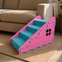 Felt-Covered Pet Stair Ramp Sloped-Shaped Stair and Ramp Combo Sloped Side Pet Stairs Stitched Trim for Bed, Sofa