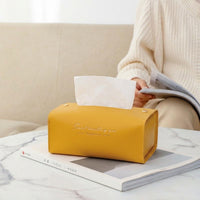 Tissue Box Holder Rectangle in Faux Leather for Bathroom Decor, Stylish Dispenser for Home Office and Car, Modern Minimalist Style, 1 Pack