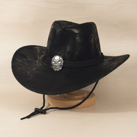Cowboy Hat with Chin Cord Wide Brim Western Hat with Cranium Ornament Adjustable for Men, Women, Festivals, Outdoor Travel, Riding