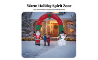 Santa Snowman Arch Red and Green Christmas Arch Inflatable Snowflake Pattern Bow Top