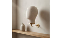 Textured Hat Display Head Gold Metal Textile-Covered Head Display Round Mounting Plate Wall-Mounted Hat Stand