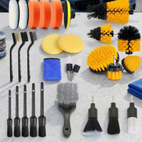 29 Pieces Heavy-Duty Drill Brush Attachment Set Interchangeable Car Detailing Brush Kit Rotary Scrub Pad Set Multi-Surface for Homeowners