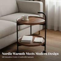 Minimalist Design C-Shaped Table Space-Saving C-Shaped Tiered Table Multi-Functional Nightstand Stable Frame for Apartment Dwellers, Homeowners, Students, Living Room, Bedroom, Small Areas, Home Office