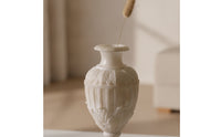 Vase with Pedestal Base Faux Jade Ribbed Vase Antique Evocative Flower Holder for Decorators