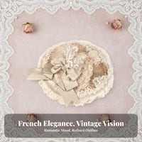 Rococo design Lace headpiece with bunny Ears French Inspired Dome Hat Elegant Design Headwear Adjustable Ribbon Tie for Cosplay lovers, History enthusiasts, Themed Parties, formal events, Historical Reenactment, celebration