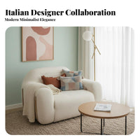 Curved Boucle Sofa Minimalist aesthetic Living Room Furniture Cream pale Couch for Apartment Dwellers, Design aficionados, Lounge Area, Home
