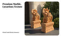 2 Pieces Stone Elephant Door Piers Traditional Classic White Marble Elephant Statues Gate Statue for Homeowners, Building Frontage, Garden