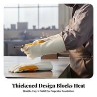 Extended Forearm Protection Metal-Joining Gloves Heavy Duty Leather Metal-Joining Gloves Retardant for Mechanics, Metalworking, Grinding