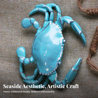 Resin Crab Figurine Seaside Elegance Sea Animal Table Decor Lively Color Marine Crustacean Statue for Collectors, Office, Bookshelf