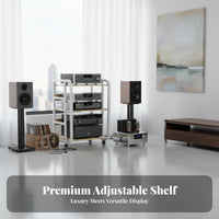 Movable with Wheels Multi-Layer Amplifier Rack Heavy Duty High-Fidelity Equipment Stand Sturdy Construction AV Equipment Stand Reinforced Steel Frame for Audiophiles, Home Theater Enthusiasts