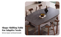 Extendable Design Square-to-Round transformable Table Space-Saving Round Top Table Modern aesthetic Home Furniture adaptable Multi-Use for Apartment Dwellers, Families, Homeowners, Dining Room, Family Gatherings, Kitchen, morning dining corner