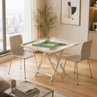 X-Shaped Support Folding Mahjong Table Tray-Like Foldable Square Table Compact Storage Recreation Furniture Metal Legs for Gaming, Small Spaces, Home Use