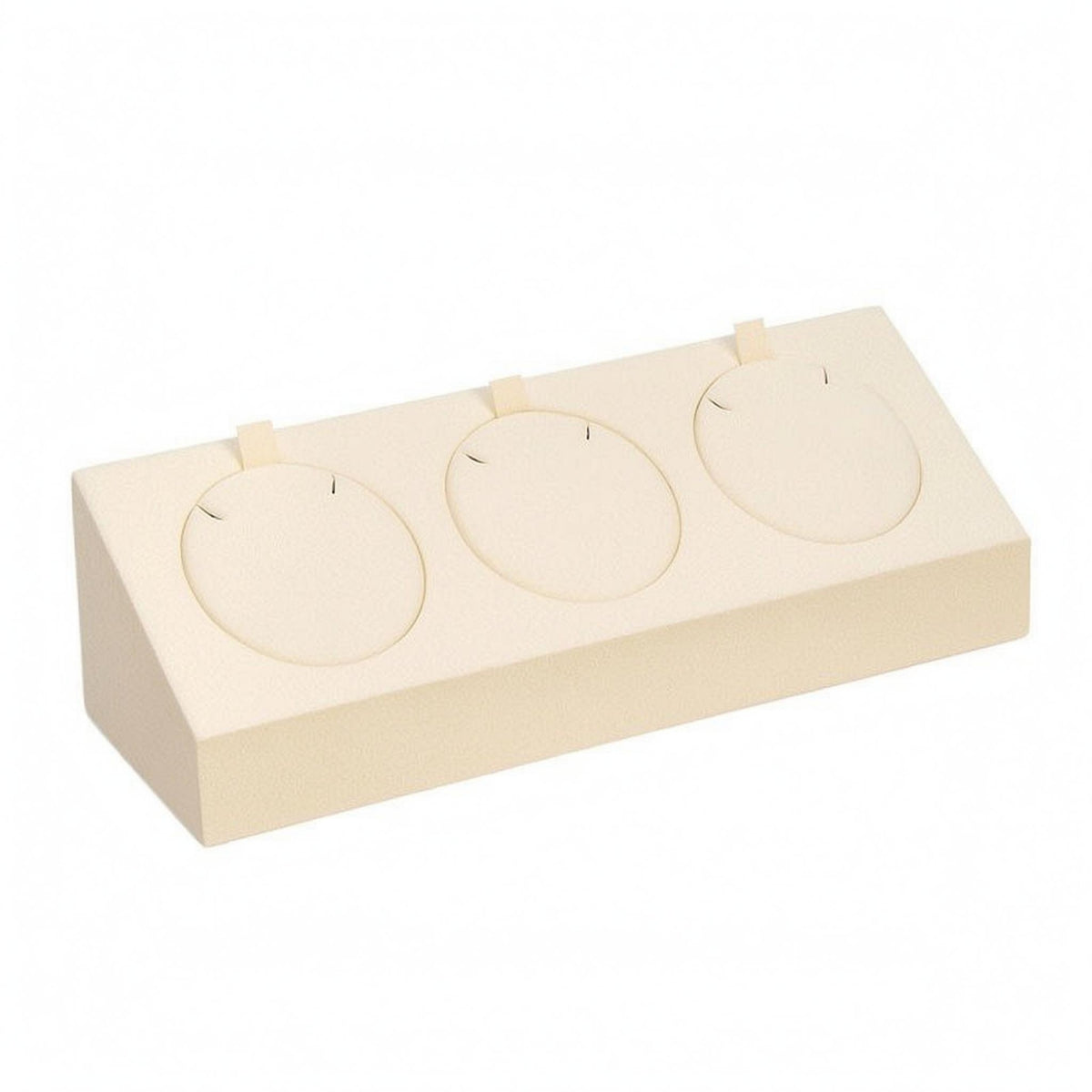 Upright Tabs Locket Stand Three-Slot Jewelry Display Stand Suede-Like Retail Fixture Rectangular