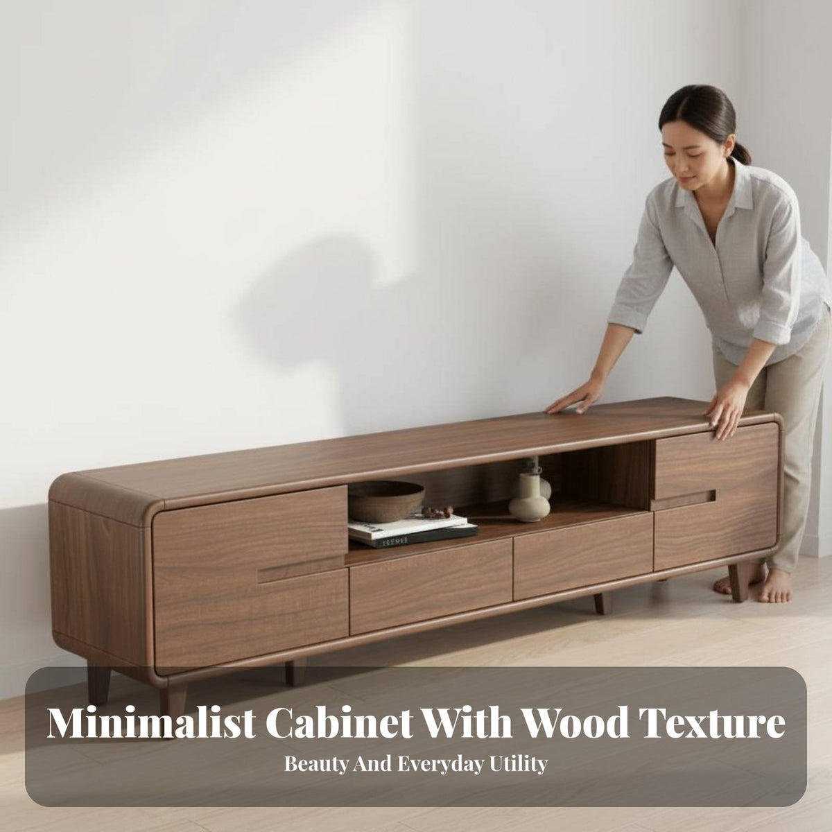 TV Cabinet Minimalist Design TV Stand Sturdy Construction Wooden Television Cabinet for Small Apartment Dwellers, Bedroom