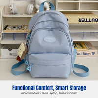 Women's Backpack, Solid Color, Cute Design, Lightweight Student Shoulder Bag, Travel