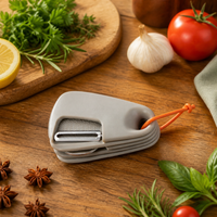 Multi Tool Can Opener, Manual Can Opener with Bottle Opener, Stainless Steel 5-Piece Kitchen Tool Set, Silver Black Portable for Campers