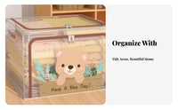 Foldable Design foldable textile container with transparent panel Large Capacity Lidded textile container with Clear transparent panel Side Handles Clothing Organizer Stackable for Homeowners, Office Workers, Bedroom, Dorm Room, Dormitory, Under Bed