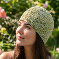 Hand-Knitted 3D Floral Patchwork Bucket Hat for Women, Stylish Mixed Color Wool Fisherman Cap