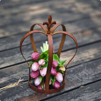 Crown Flower Holder Easy to Clean Iron Crown Holder Weathered Finish for Balcony