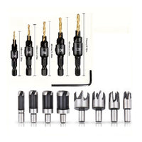 14 Pieces Versatile Woodworking Drill-Bit Set Clean Countersink with Hex Shank Long-Lasting Countersink Bit Set Wear Resistant for Woodworkers