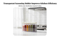 6 Pieces Moisture-Proof Plastic Seasoning Box Set with Tray Sealed Lids Clear Seasoning Container Set Includes Holder for Pantry, Cabinet