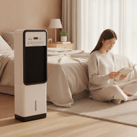 Cooling Bladeless Stand Fan Quiet Stand Fan with Controller Space-Saving Air Cooler Compact for Bedroom, Living Room, Home Office