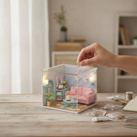 DIY Miniature House with Dust Cover Creative Miniature Room Set Collectible Model for Shelf