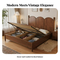 French Design Wooden Bed Modern Design Solid Wood Bed Quiet and Stable Bedroom Furniture for Couples, Homeowners, Guesthouse, Guest Room, Apartment