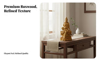 Hand-Carved Boxwood Guanyin Statue Fine Craftsmanship Handmade Zizai Guanyin Figure Creative Gift Boxwood Bodhisattva Figurine Intricate Intricacy Ing for Spiritual Individuals, Art Collectors, Home Decorators, Altar, Meditation Room, Office, Shelf