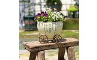 Pumpkin Planter Weatherproof Metal Planter Distressed Finish Garden Decor for Balcony, Courtyard, Patio