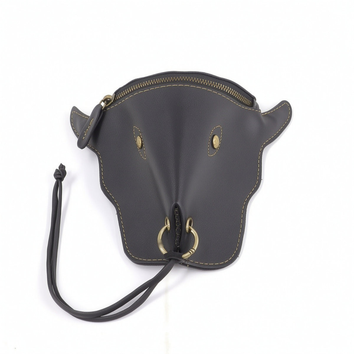 Bull Shaped Head Waist Bag Versatile PU Leather Belt Pouch Retro Design Fanny Pack for Casual Outings