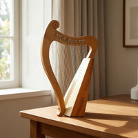 Natural Wood 19-String Lyre Harp Polished 19-String Lyre Vertical Stringed Instrument Compact for Beginners, Students, Music Practice, Home Display