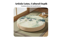 Thickened Design Chinese Design Floor Cushion Comfortable Lotus Print Seat Cushion Soft for Meditators, Adults, Bay Window, Tea Room