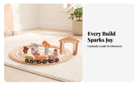 Wooden Railway Set Wood Finish Children's Plaything Decorative for Kids