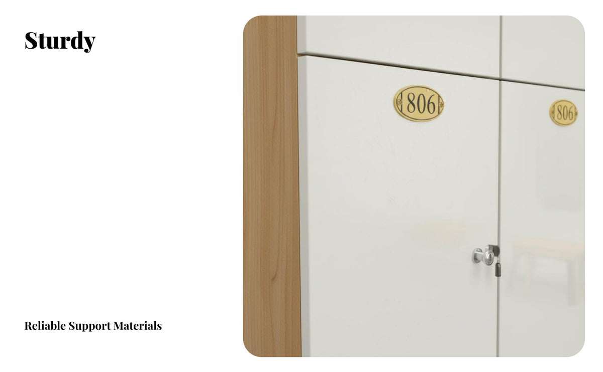 Lockable Doors Wooden Employee Locker with Lock Minimalist Design Multi-Door Storage Locker Heavy Duty Gym Personal Effects Cabinet Easy to Clean for Employees, Changing Room, Salon, Office, School