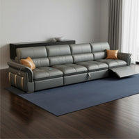Electric Leather Sofa Bed Adjustable Headrest Power Reclining Sectional Sofa Built-in USB Port Convertible Recliner Couch with Storage