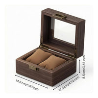 Walnut Watch Box Cushioned Slots Glass Lid Watch Box Velvet Velvet-Lined