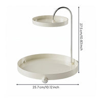 Glossy Finish 2-Tier Tray Rack Raised Edges Bird-Shaped Rack Round Trays Tabletop Organizer Curved Metal for Display