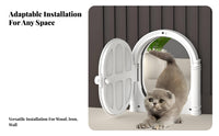 White Arched Pet Flap ABS Plastic Hinged Oval Pet Door