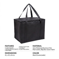 Cool Bag and Insulated Box for Hot Cold Food, Large 30*25*25cm Cool Box for Shopping Bags, Foldable Food Delivery Bag, Handheld Delivery Bag
