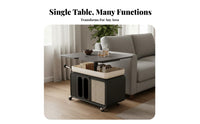 Multi-Functional Convertible Lift-Top Trolley Adjustable Height Rolling Trolley Space-Saving Accent Table Mobile Design for Apartment Dwellers, Distant Workers, Homeowners, Living Room, Small Areas, Bedroom