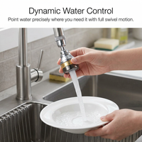 Kitchen Tap Spray Head Copper, Tap Aerator Spray Head Adapter, Kitchen Sink Spray Head 3 Modes, Kitchen Tap Spray Head Flexible Gooseneck