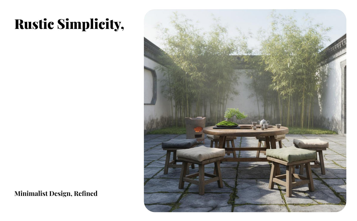 New Chinese Design heaterIntegrated Table Rounded Design Household Furniture Natural Wood Grain Rustic Charm for Hospitality Professionals, Apartment Dwellers, Balcony, Courtyard, Teahouse, Living Room