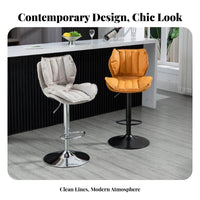 360-Degree Swivel Adjustable Pedestal Stool with Back Integrated Footrest Bar Chair Wide Stable Base Counter Seating Modern Design for Homeowners, Business Owners, Receptionists, Reception Area, Restaurant, Kitchen, Dining Room