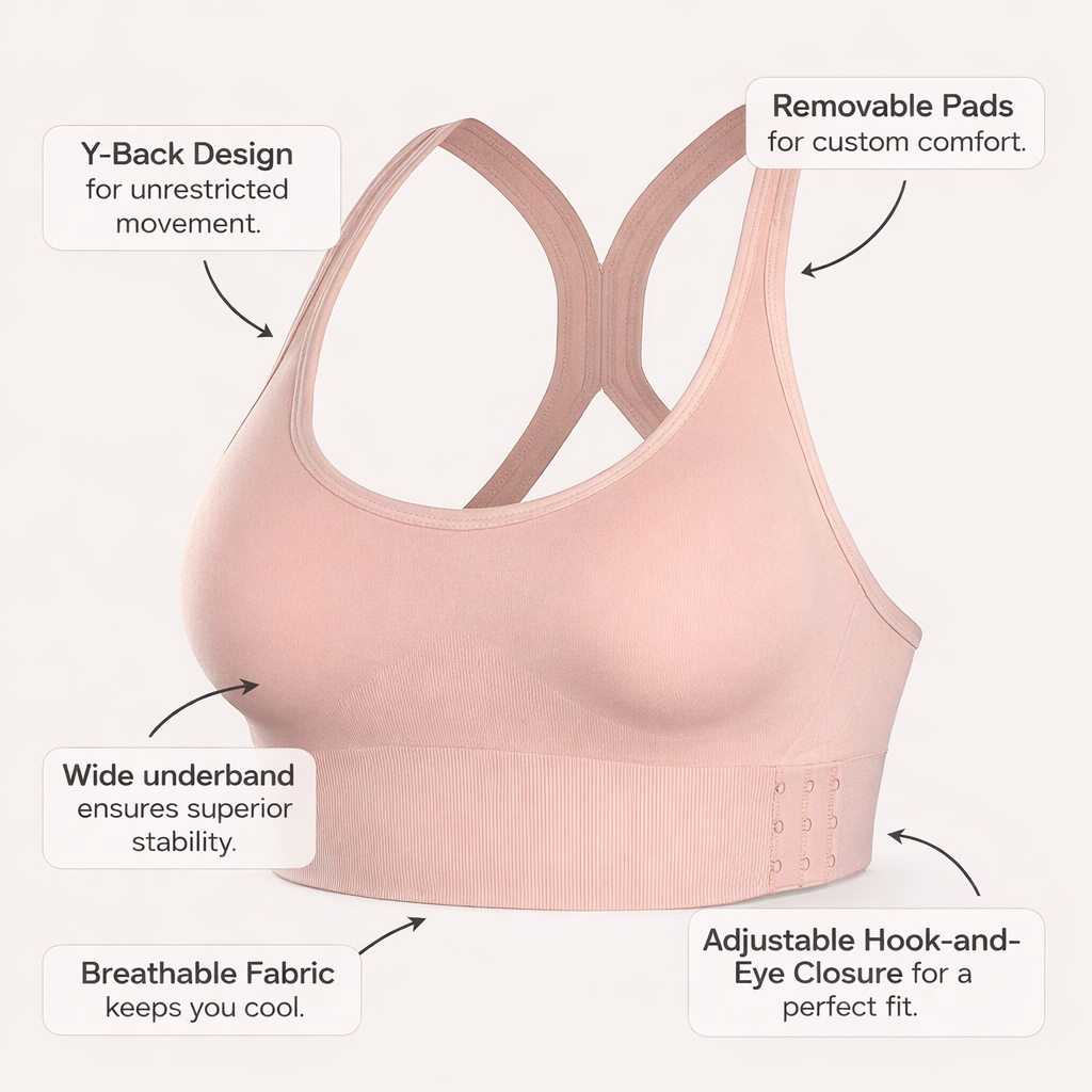 Sports Bras Women High Impact with Wide Straps and Padded Cups for Running, Gym with 4-Row Back Closure for Workout Support