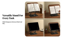 360° Rotating Base Adjustable viewing Easel Multi-Functional Adjustable Bookrest with Page holders Ergonomic Book Stand Handsunrestricted for Children, Professionals, Study, Office, Library, Kitchen Counter
