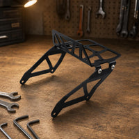 Matte Black Motorcycle Front Rack Openwork Front Luggage Rack Laser-Cut Headlight Guard Mounting Hardware