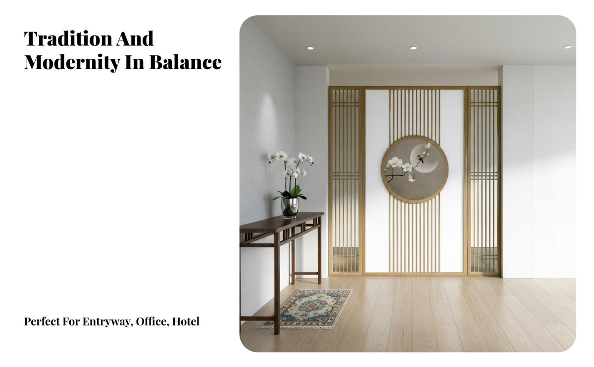 Chinese Design Partition Screen Mortise and Tenon Joinery Solid Wood Entryway Screen Standing Room Divider for Homeowners, Renters, Bedroom